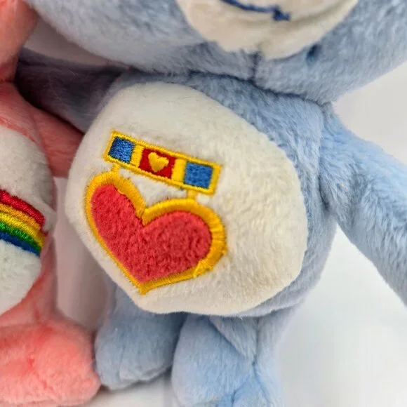 Care Bears Cuddle Pairs Cheer Bear And Loyal Heart Dog Plush 7” Vintage Read - Picture 8 of 14